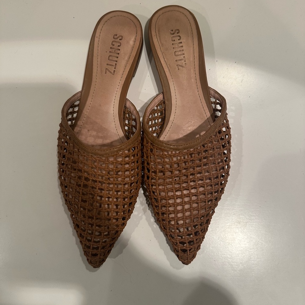 Schutz Brown Woven Mules for Women